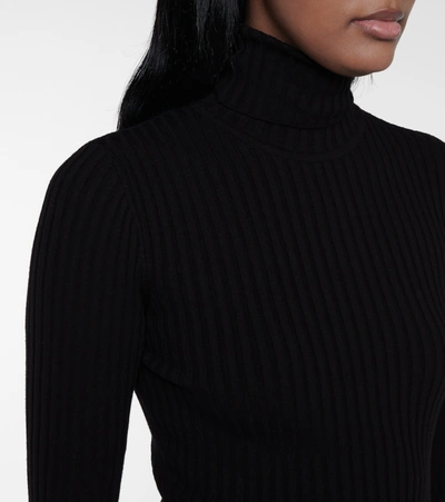 Shop Wolford Ribbed-knit Wool And Cotton Minidress In Black
