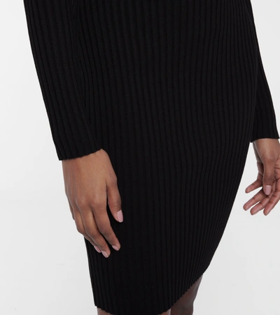 Wolford Ribbed-knit Wool And Cotton Minidress In Black