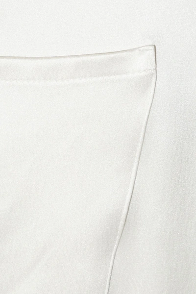 Shop Balmain Crinkled Silk-satin Straight-leg Pants In White