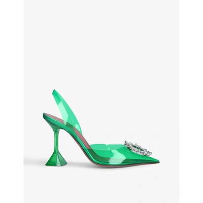 Shop Amina Muaddi Begum Crystal Jewel-embellished Pvc Courts In Green