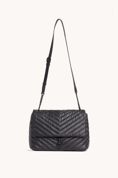 Shop Rebecca Minkoff Edie Nylon Jumbo Flap Shoulder Bag In Black