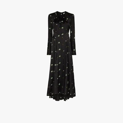 Shop Paco Rabanne Embroidered Floral Maxi Dress In Black