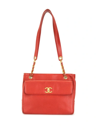 Pre-owned Chanel Interlocking Cc Shoulder Bag In Red