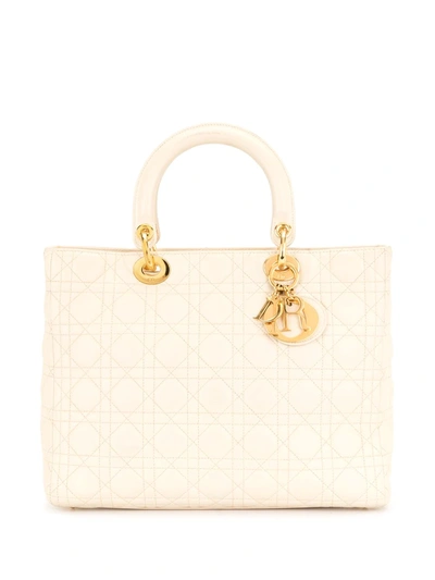 Pre-owned Dior Large Lady  Tote Bag In White