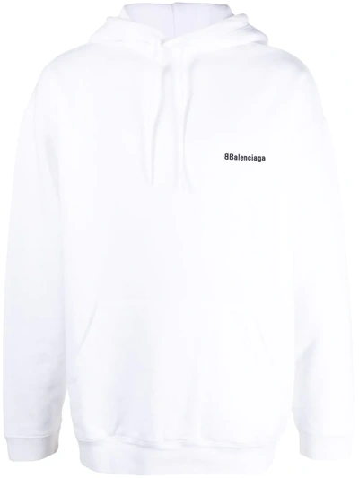 Shop Balenciaga Bb Embroidered Logo Hoodie In White