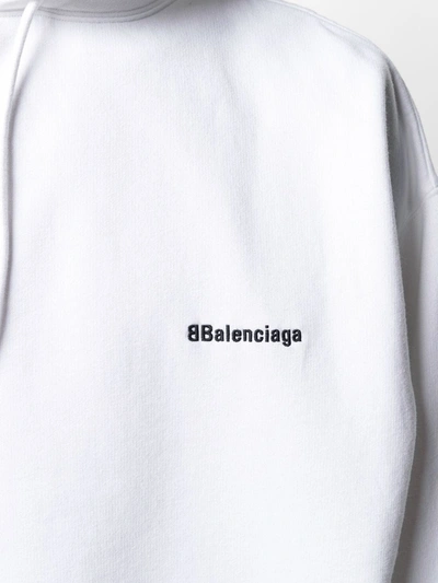 Shop Balenciaga Bb Embroidered Logo Hoodie In White