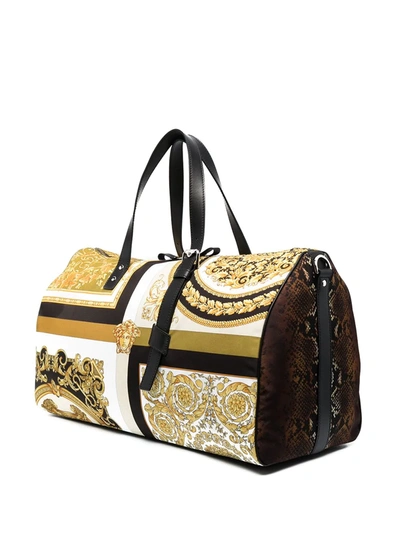 Shop Versace Baroque-print Harness Holdall In Yellow