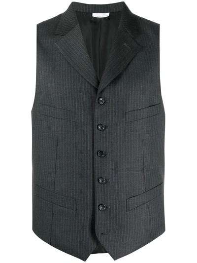 Shop Comme Des Garçons Homme Deux Pinstripe Fitted Waistcoat In Grey