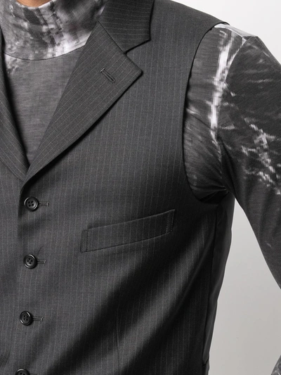 Shop Comme Des Garçons Homme Deux Pinstripe Fitted Waistcoat In Grey