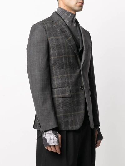 Shop Comme Des Garçons Homme Deux Check Tailored Blazer In Grey