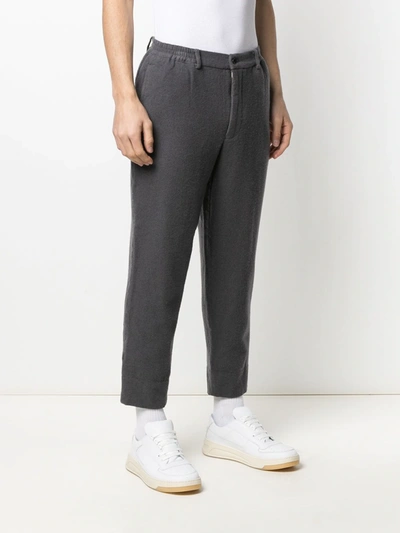 Shop Comme Des Garçons Homme Deux Cropped Straight-leg Trousers In Grey