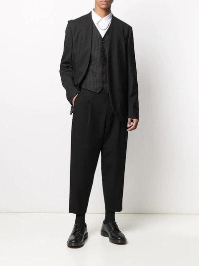 Shop Comme Des Garçons Homme Deux Pinstripe Wool Waistcoat In Grey