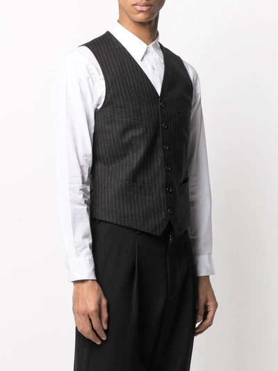 Shop Comme Des Garçons Homme Deux Pinstripe Wool Waistcoat In Grey