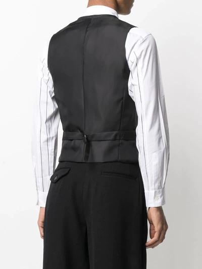 Shop Comme Des Garçons Homme Deux Pinstripe Wool Waistcoat In Grey