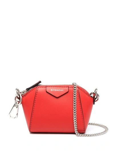 Shop Givenchy Mini Antigona Crossbody Bag In Red