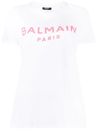 Shop Balmain Logo-print T-shirt In White