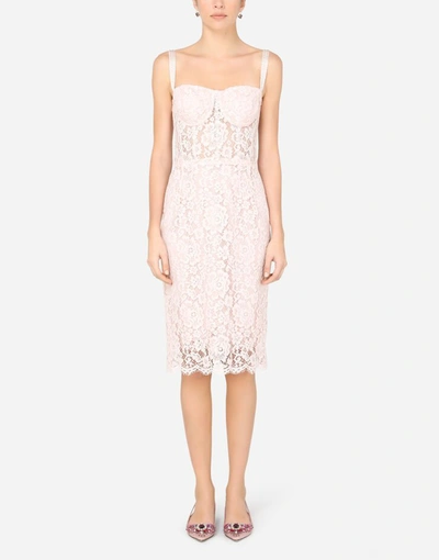 Shop Dolce & Gabbana Lace Bustier Midi Dress