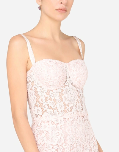 Shop Dolce & Gabbana Lace Bustier Midi Dress