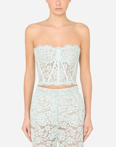 Shop Dolce & Gabbana Lace Bustier In Azure