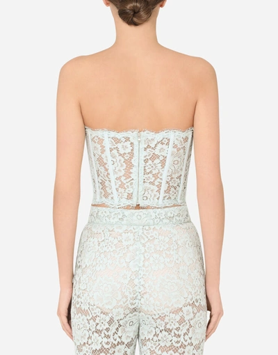 Shop Dolce & Gabbana Lace Bustier In Azure