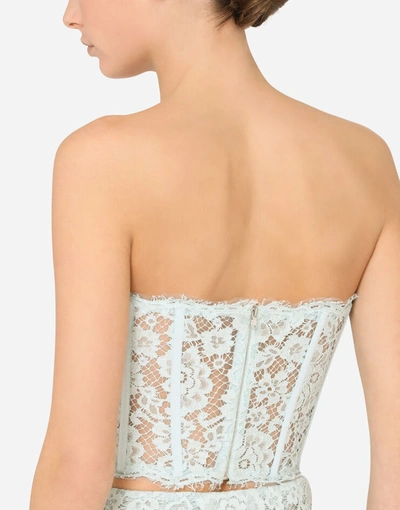 Shop Dolce & Gabbana Lace Bustier In Azure