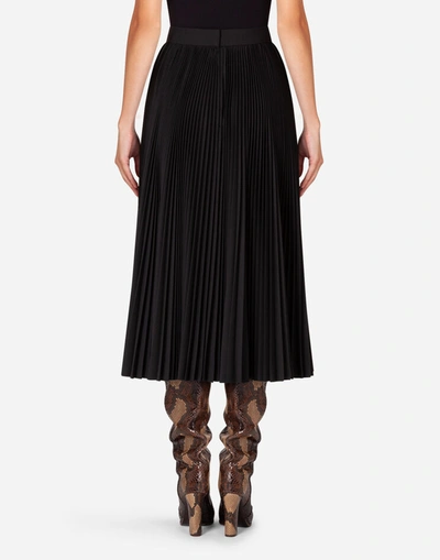 Shop Dolce & Gabbana Pleated Wool Calf-length Skirt In Black