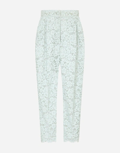 Shop Dolce & Gabbana Lace Pants In Azure
