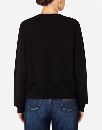 Shop Dolce & Gabbana Cashmere Sweater With Logo Intarsia In Black