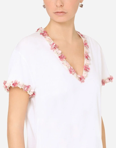 Shop Dolce & Gabbana Jersey T-shirt With Embroidery In White