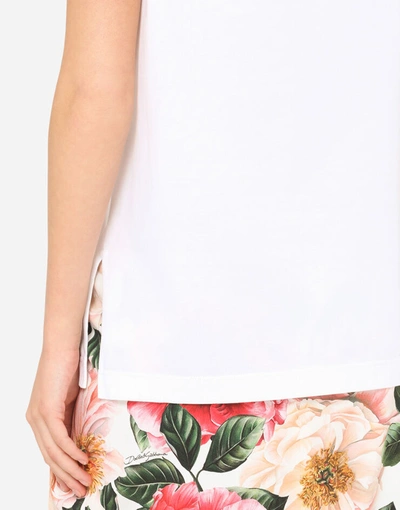 Shop Dolce & Gabbana Jersey T-shirt With Marabou Trim