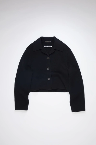 Shop Acne Studios Wool Cropped Jacket Black