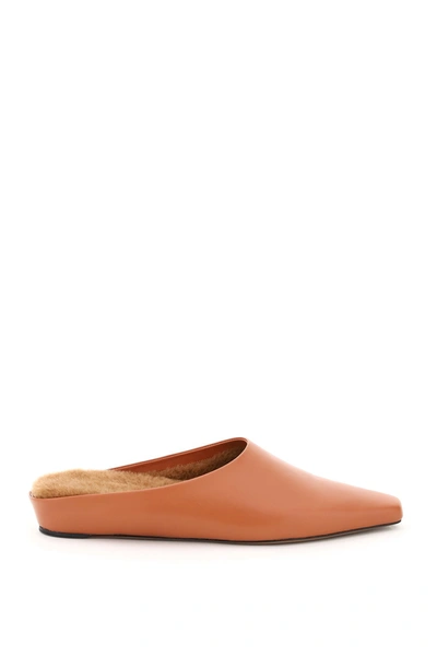 Shop Neous Alba Shearling Mules In Almond