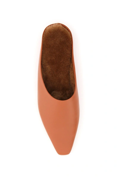 Shop Neous Alba Shearling Mules In Almond