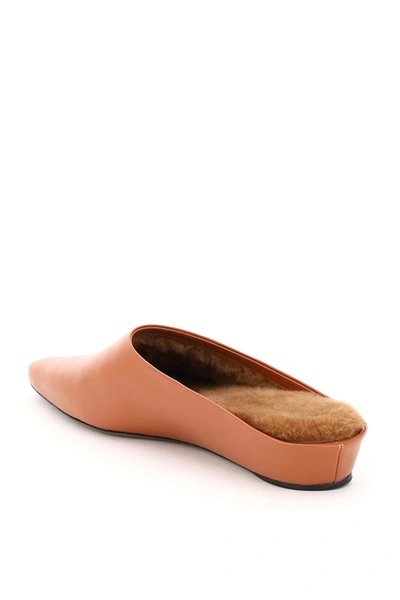 Shop Neous Alba Shearling Mules In Almond