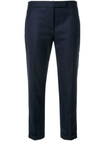 Shop Thom Browne 120s Cropped Tailored Trousers In Blue