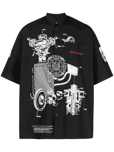 Shop Givenchy Schematics Print Shirt In Black