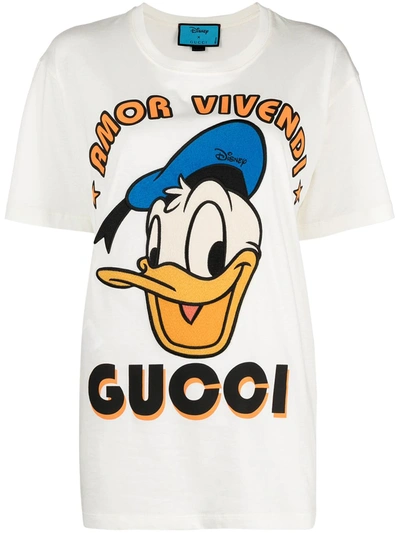 Shop Gucci X Disney Donald Duck T-shirt In White