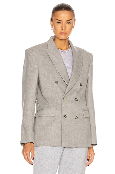Wardrobe.nyc Release 01 Checked Wool Double-breasted Blazer In Grey Flannel