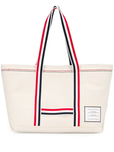 Shop Thom Browne Small Tool Tote Bag In White