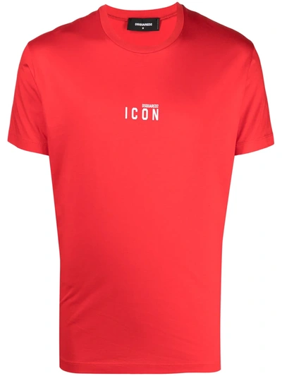 Shop Dsquared2 Icon-print Cotton T-shirt In Red