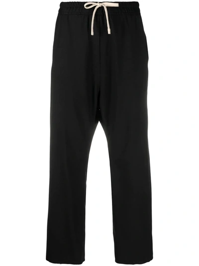 Shop Nili Lotan Cropped Drawstring Waist Trousers In Black