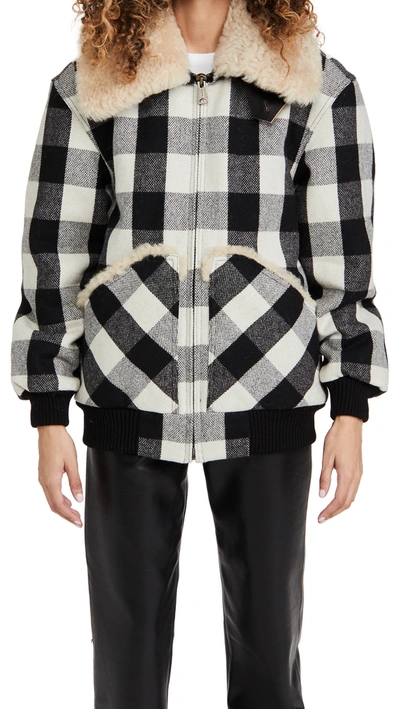 Shop R13 Exaggerated Collar Bomber Jacket In Buffalo Plaid