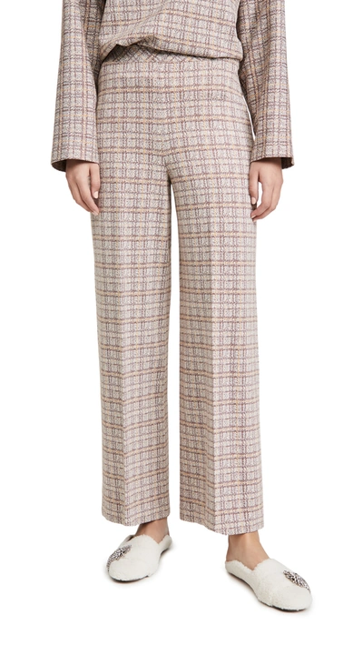Shop Rosetta Getty Pull On Cropped Straight Plaid Pants In Camel/grey