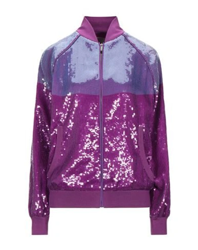 Shop Alberta Ferretti Woman Jacket Mauve Size 2 Acetate, Cupro In Purple