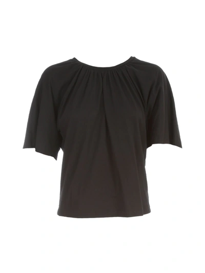 Shop Federica Tosi Crew Neck 3/4s T-shirt W/curl In Black