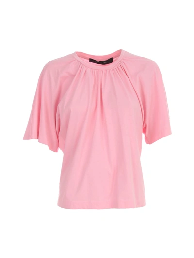 Shop Federica Tosi Crew Neck 3/4s T-shirt W/curl In Pink