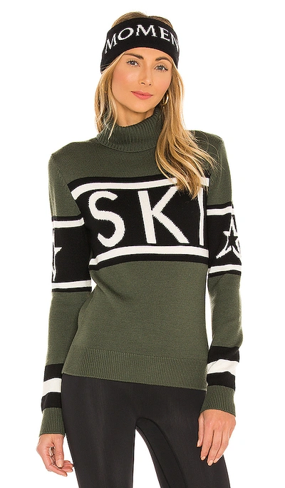 Perfect Moment Aspen-intarsia Merino-wool Roll-neck Sweater In Dark Green