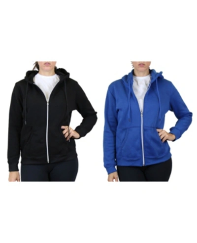 Shop Galaxy By Harvic Women's Fleece Lined Zip Hoodie, Pack Of 2 In Black Medium Blue