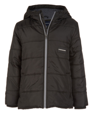 calvin klein big boys hooded bubble jacket