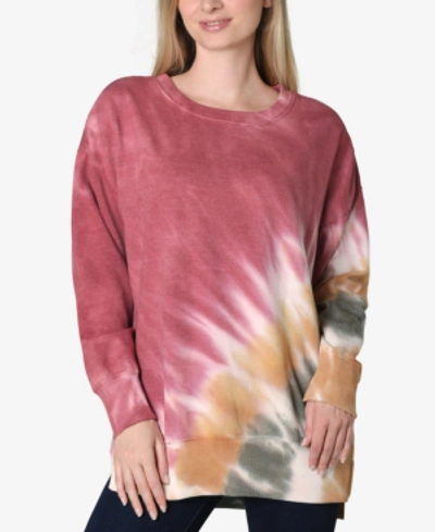 Shop Ultra Flirt Juniors' Tie Dye Top In Maroon/orange/olive